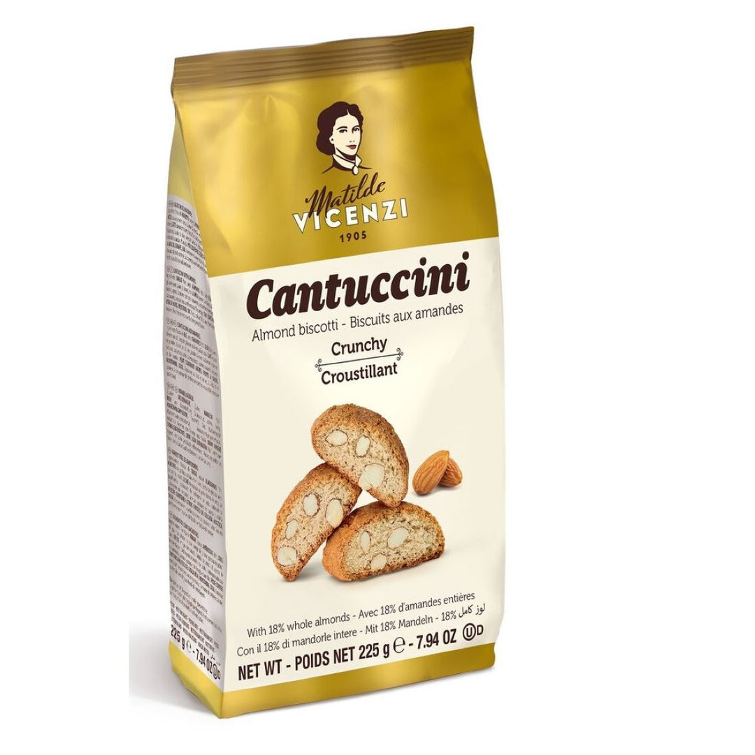 Beutel Vicenzi Cantuccini Almonds (225 g) – knusprige toskanische Mandelbiscotti, italienisches Premium‑Gebäck.
