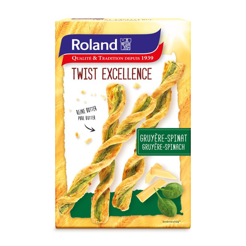 Roland Twist - Gebäckstangen mit Gruyère-Spinat | 100g