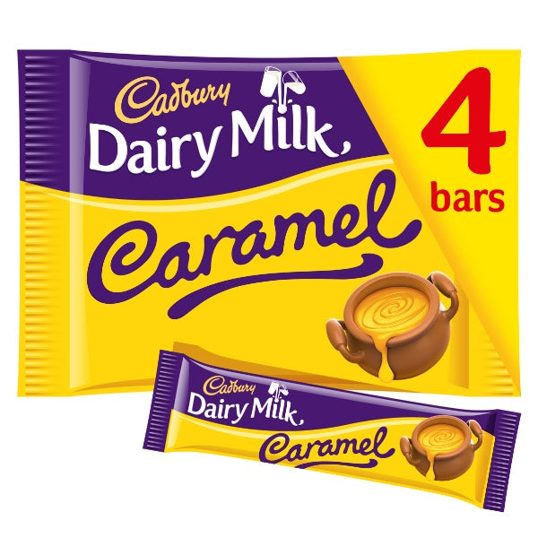 Cadbury Dairy Milk Riegel - Caramel - Schokoladen-Snack für unterwegs - 4er Pack (4 x 37g)