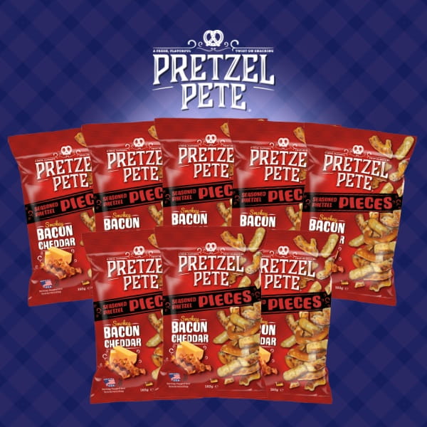 Pretzel Pete Pieces Smokey Bacon Cheddar Brezeln - 8x160g