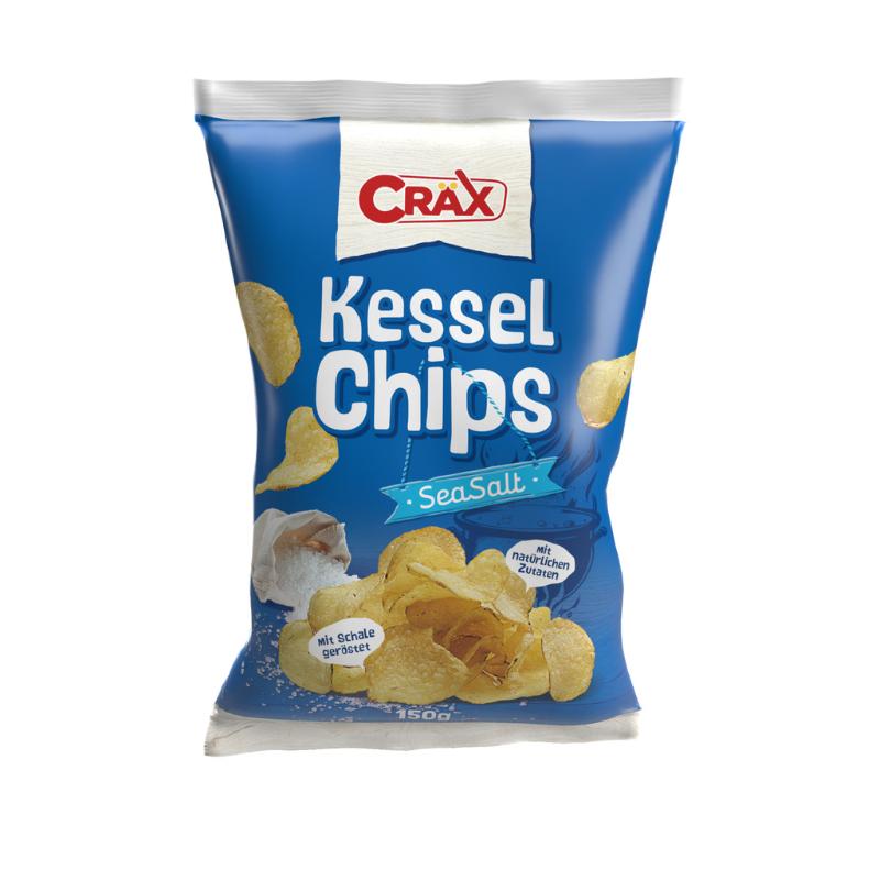 Cräx Kesselchips - Knusprige Kartoffelchips mit extra Crunch - Meersalz