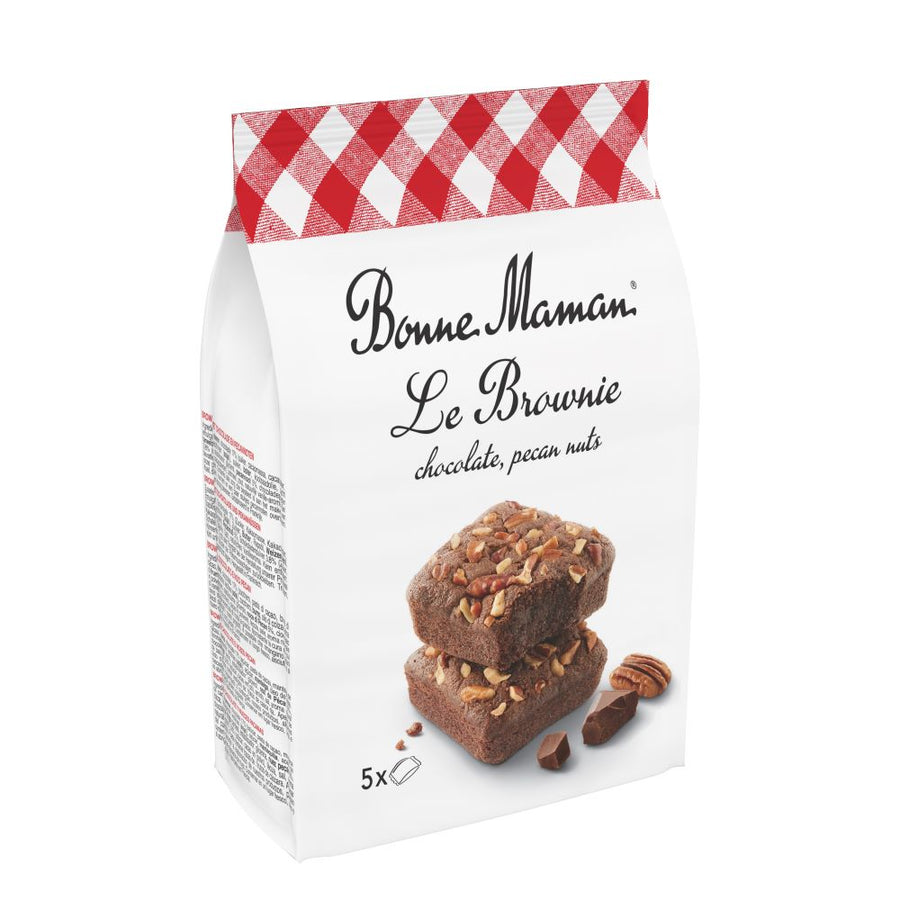 Packung Bonne Maman Brownie Pecan (175 g) – französischer Schokoladen-Brownie mit knackigen Pekannüssen in eleganter Verpackung.