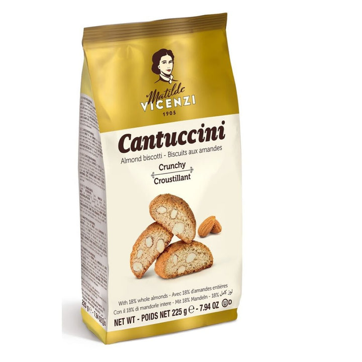 Beutel Vicenzi Cantuccini Almonds (225 g) – knusprige toskanische Mandelbiscotti, italienisches Premium‑Gebäck.