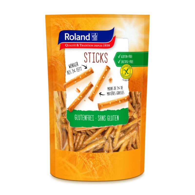 Roland Sticks - Der kleine Snack für Zwischendurch - glutenfreie Salzstangen mit Schweizer Qualitätssiegel