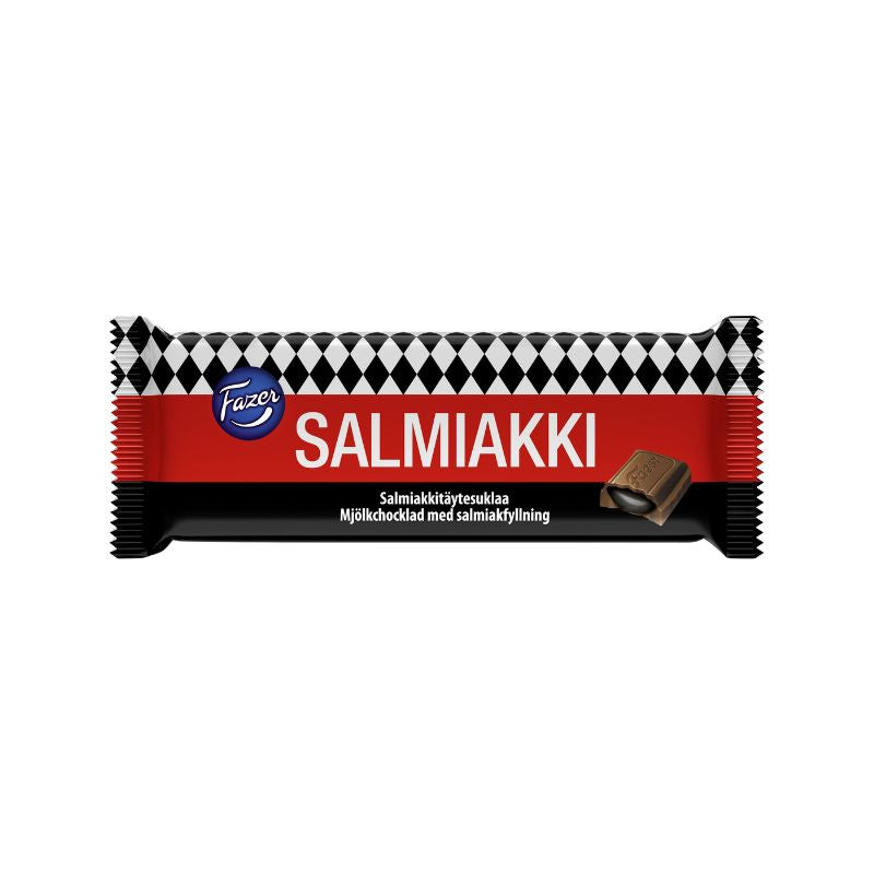 Fazer Salmiakki Schokolade 100g - Zarte Milchschokolade mit weicher Lakritzfüllung