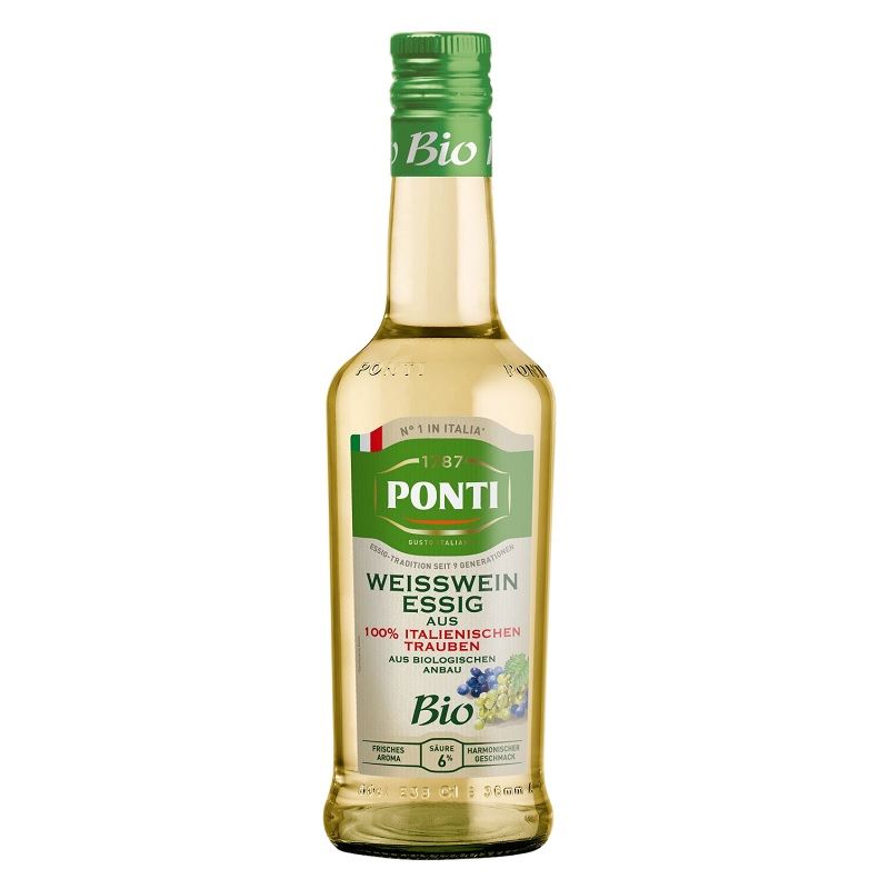 Ponti - Bio Weißweinessig - Italienischer Weinessig mit harmonischem Geschmack