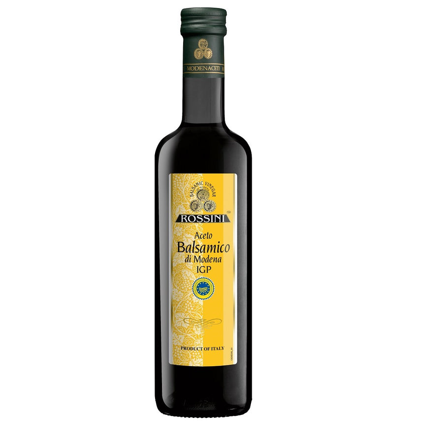 Flasche Rossini Balsamico di Modena (500ml) – klassischer italienischer Balsamico-Essig in hochwertiger Glasflasche, ideal für Salate und feine Speisen.