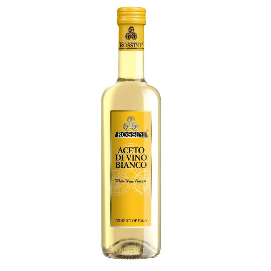 Flasche Rossini Weißweinessig (500ml) – klassischer Essig aus weißen Trauben in praktischer Glasflasche, ideal für Salate und feine Gerichte.