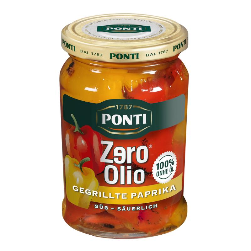 Ponti Zero Olio gegrillte Paprika in einem Glas ohne Öl für gesunde italienische Antipasti