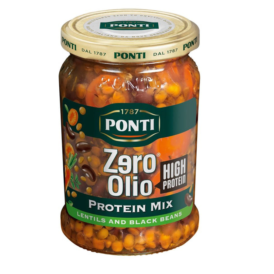 Ponti Zero Olio Linsen Protein Salat (300 g) – vegane Fertigmahlzeit mit Linsen und Gemüse in praktischer Verpackung ohne Öl.