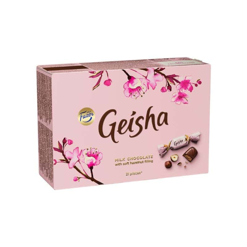 Fazer Geish- FEINE PRALINE AUS MILCHSCHOKOLADE MIT WEICHER HASELNUSS-SCHOKOLADENFÜLLUNG