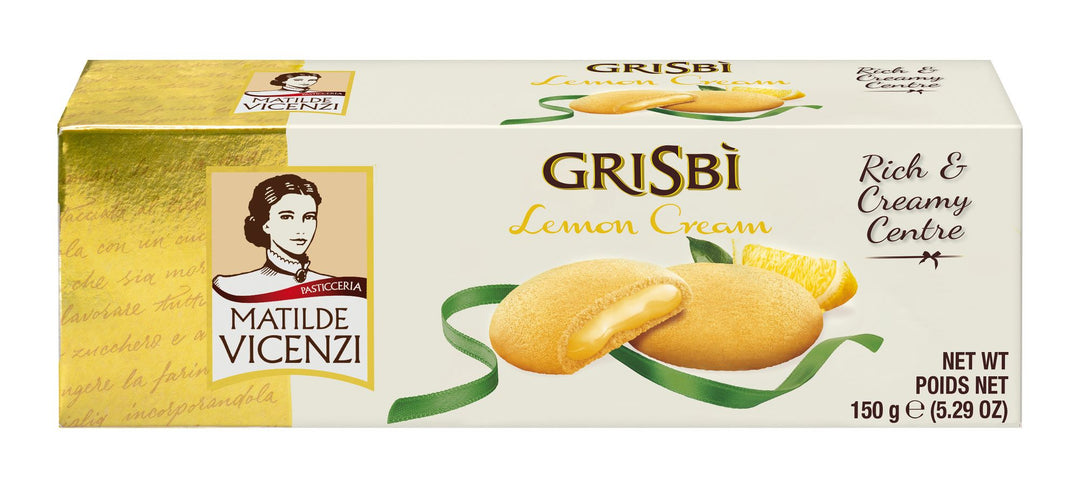 Vicenzi Grisbi Lemon Cream - Mürbeteiggebäck mit samtiger Cremefüllung - 150g