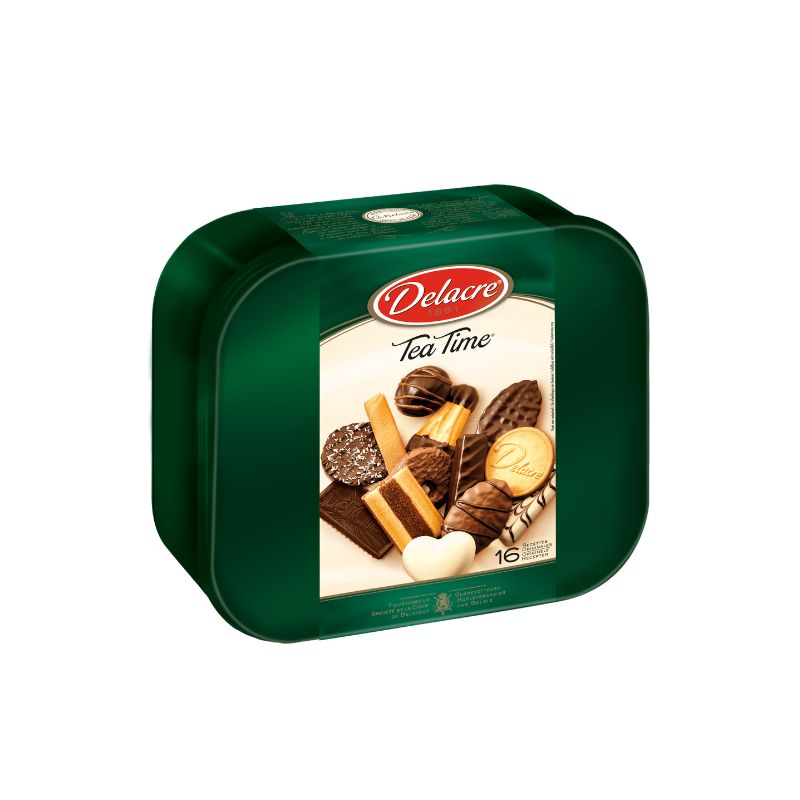 Delacre Tea Time 1000 g Dose - Gebäckmischung mit und ohne Schokolade - Vielfältige Großpackung aus Keksen und Gebäck