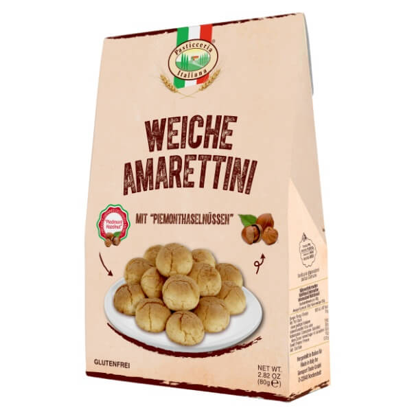 Amaretti mit Haselnuss von Pasticceria Italiana in der 80g Verpackung