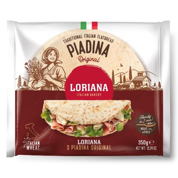 Loriana Piadina Original Italienisches Fladenbrot 3 Stück in der 350g Verpackung