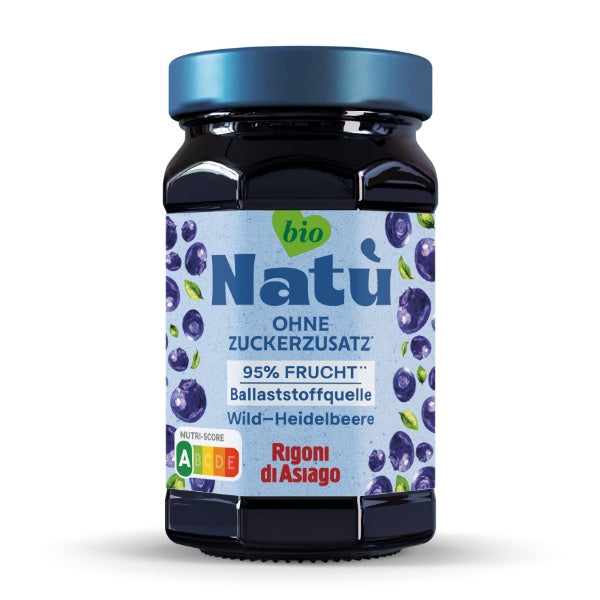 Rigoni di Asiago Natù Bio Wild-Heidelbeer Marmelade ohne Zuckerzusatz - 240g