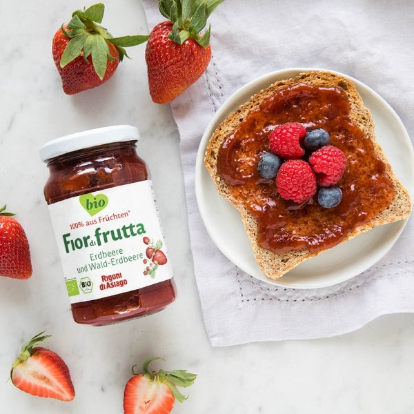 Rigoni di Asiago Fior di frutta Erdbeere und Wald-Erdbeere Marmelade - 250g