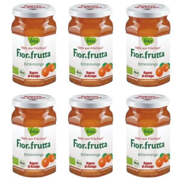 Rigoni di Asiago Fior di frutta Bio Bitterorangen Marmelade Vorteilspack mit 6 Gläsern je 260g