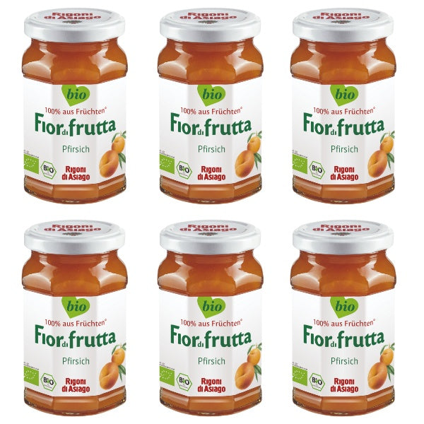 Rigoni Fior di frutta Bio Pfirsich Marmelade im 6er Set