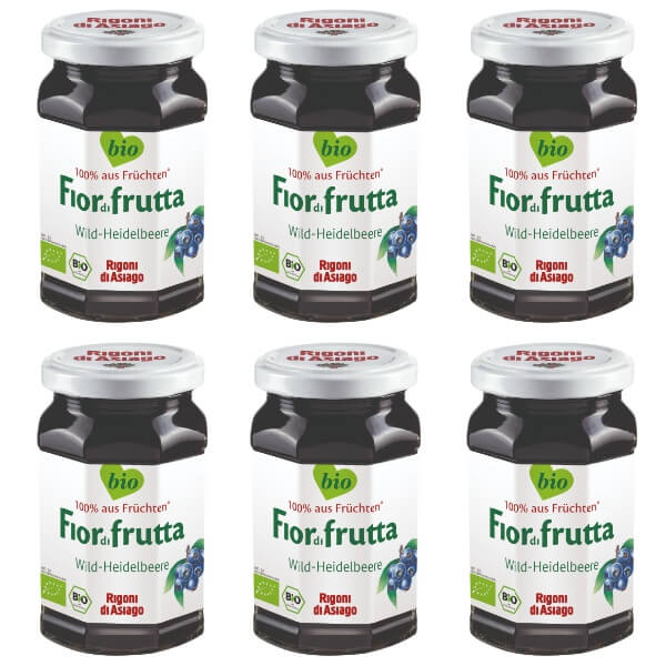 Rigoni Fior di frutta Bio Wild-Heidelbeer Marmelade im 6er Set