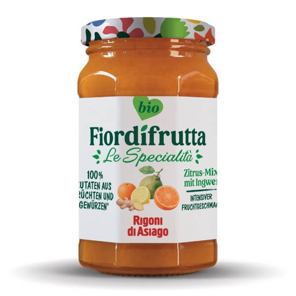 Rigoni di Asiago Fior di frutta Bio Zitrus Ingwer Marmelade im 260g Glas