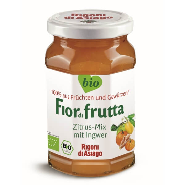 Rigoni di Asiago Fior di frutta Bio Zitrus Ingwer Marmelade im 260g Glas