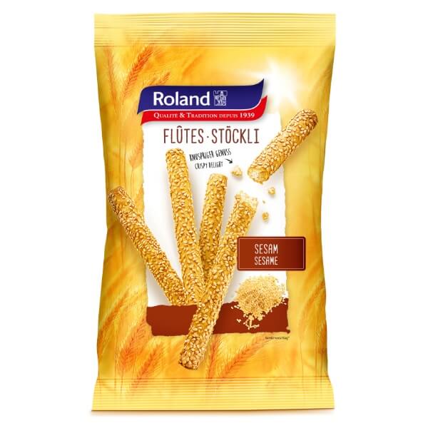 Roland Flûtes Stöckli Gebäckstangen Grissini Sesam in der 125g Verpackung