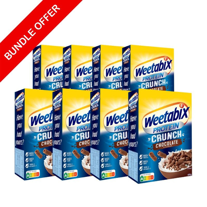 Weetabix Protein Crunch Schokolade - 8 x 450g - Cerealien-Großpackung