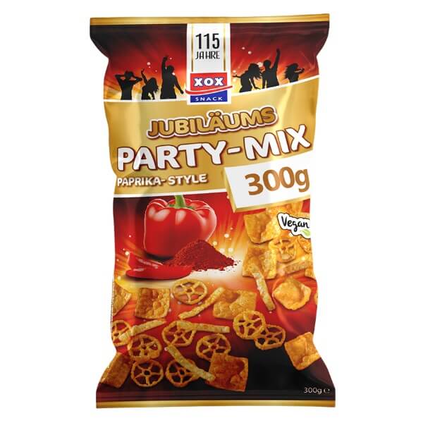 XOX Party Mix Salzige Snacks Paprika Style in der 300g Verpackung