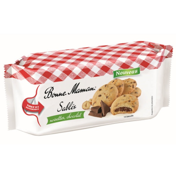 Bonne Maman Sablés Choco Noisette Kekse gefüllt mit Schokolade in der  150g Verpackung