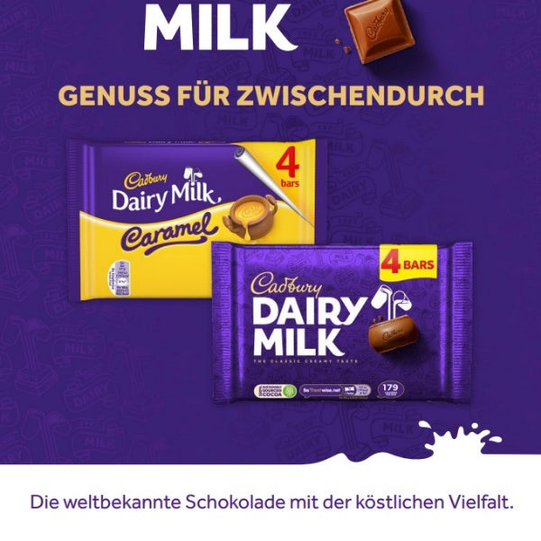 Cadbury Dairy Milk Schokoladenriegel Caramel 4er Pack - 4 x 37g