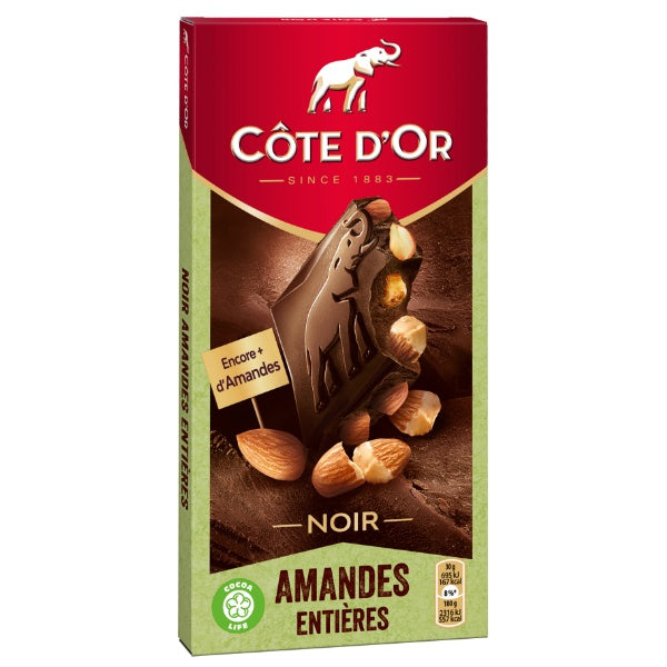 Côte d'Or Bloc Tafelschokolade Noir Amandes Entières - 180g