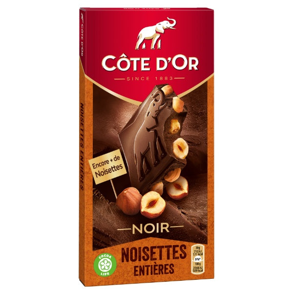 Côte d'Or Bloc Tafelschokolade Noir Noisettes Entières - 180g