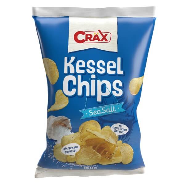 Cräx Kessel Kartoffelchips Meersalz in der 150g Verpackung