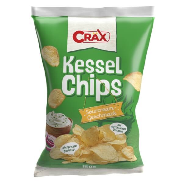 Cräx Kessel Kartoffelchips Sour Cream in der 150g Verpackung
