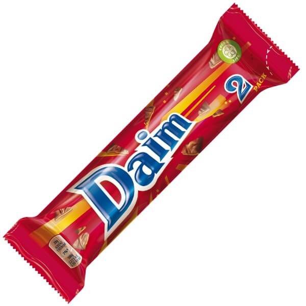 Daim Butter Mandel Karamell Krokant 2 Schokoladenriegel in der 56g Packung
