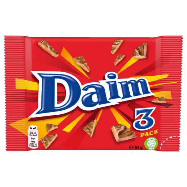 Daim Butter Mandel Karamell Krokant 3 Schokoladenriegel in der 84g Packung