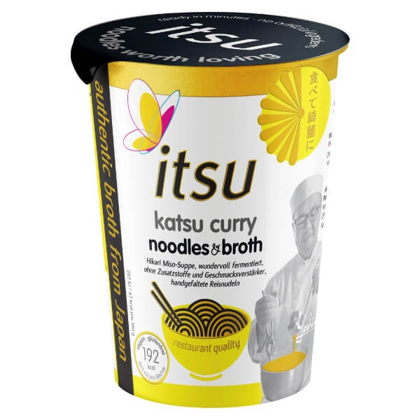 itsu Instant Noodle Cup Katsu Curry in der 63g Verpackung
