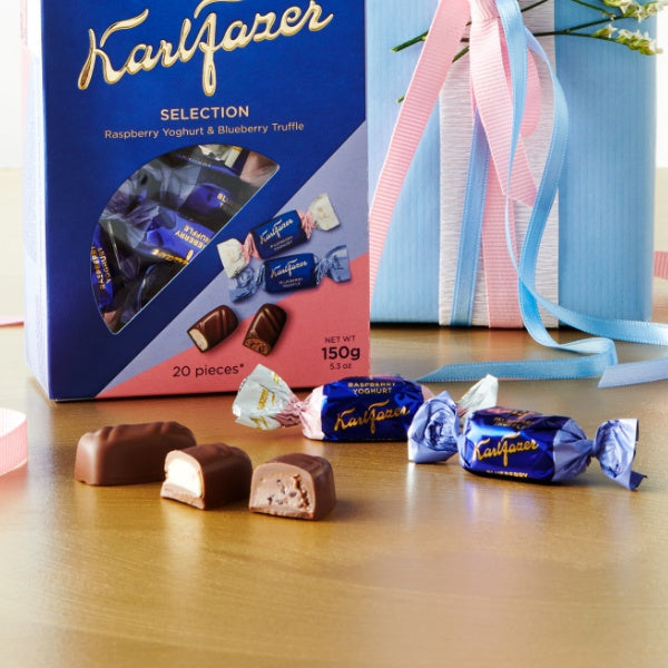 Karl Fazer Selection Himbeer Yoghurt & Blaubeer Trüffel Pralinen - 150g