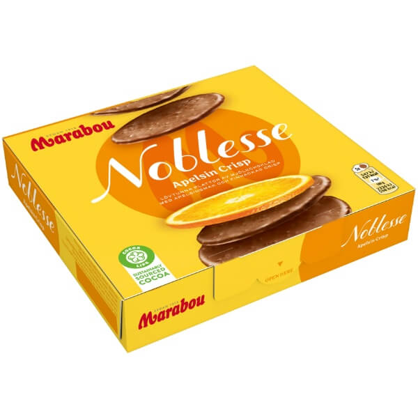 Marabou Apelsin Crisp Noblesse Schokoladen Plättchen Orange in der 150g Verpackung