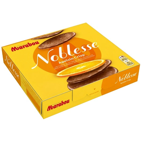 Marabou Apelsin Crisp Noblesse Schokoladen Plättchen Orange in der 150g Verpackung
