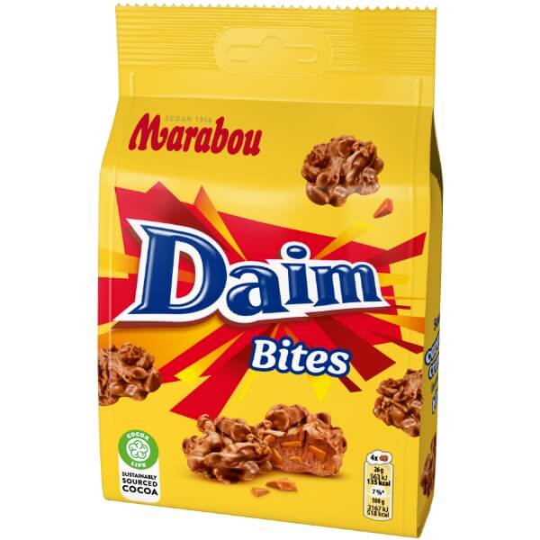 Marabou Daim Bites Milchschokoladen Praline mit Mandel Karamell in der 145g Verpackung
