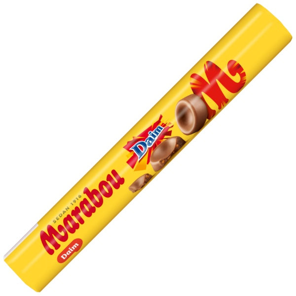 Marabou Daim Rolle Milchschoko mit Mandelkaramell Schoko Drop in der 67g Verpackung
