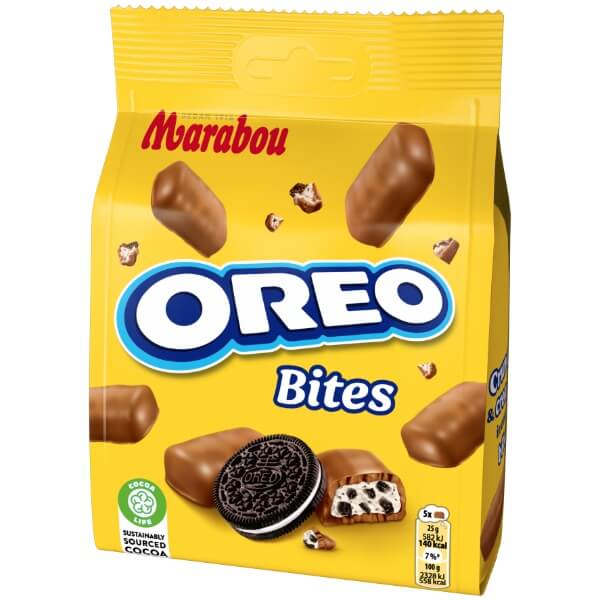 Marabou Oreo Bites Milchschokoladen Praline mit Oreokeksfüllung in der 140g Verpackung