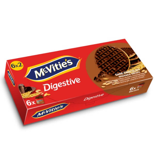 McVitie's Digestive Kekse mit dunkler Schokolade 6x2er Kekspackungen in der 199,8g Verpackung