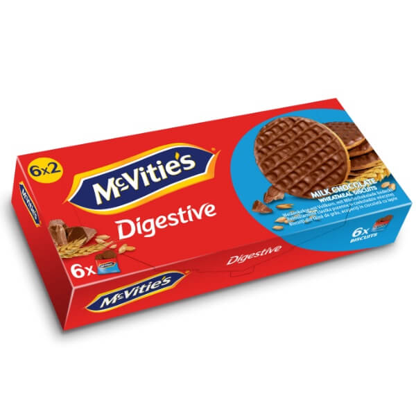 McVitie's Digestive Kekse mit Milchschokolade 6x2er Kekspackungen in der 199,8g Verpackung