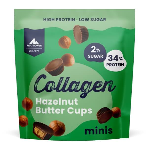 Multipower Collagen Butter Cups Haselnuss Protein Snack in der 70g Verpackung