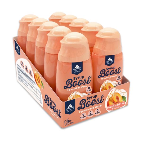 10x65ml Multipower Getränke Sirup Boost Eistee Pfirsich ohne Zucker