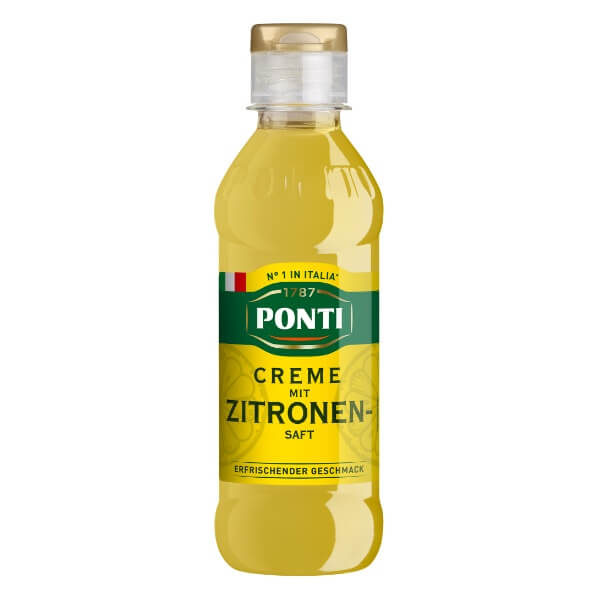 Ponti Weinessig Creme mit Zitronensaft in der 220g Flasche