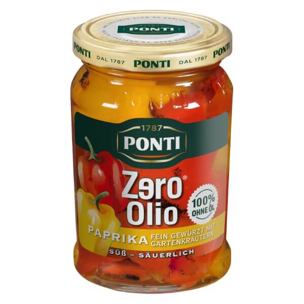 Ponti Zero Olio Eingelegtes Gemüse Gegrillte Paprika im 290g Glas